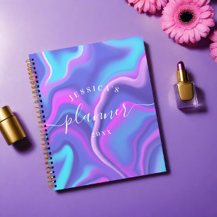 Abstract Girly Purple Pink Iridescent Holographic Planner