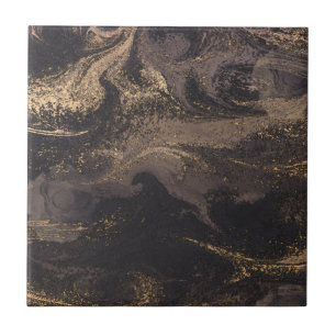 Abstract glam black and gold texture effect ceramic tile