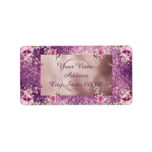 Abstract glam pink and gold texture effect label