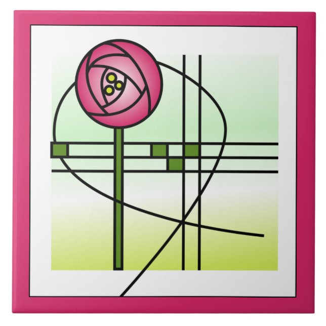 Abstract Glasgow Rose  Ceramic Tile (Front)