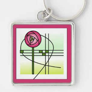 Abstract Glasgow Rose  Keychain