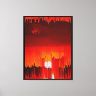 Abstract Glitch Sunset Landscape Canvas Print