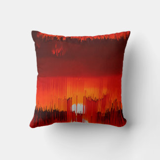 Abstract Glitch Sunset Landscape Cushion