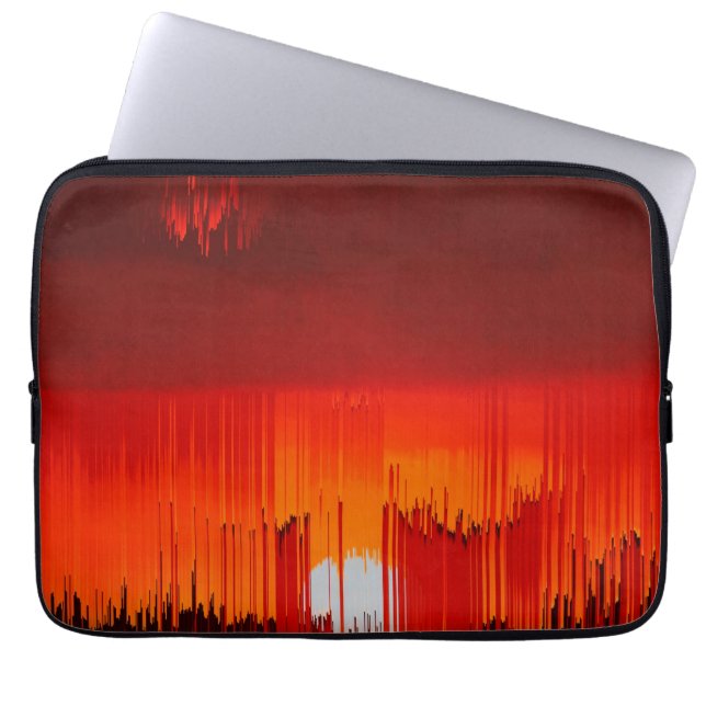 Abstract Glitch Sunset Landscape Laptop Sleeve (Front)