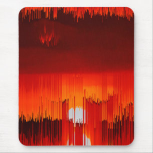 Abstract Glitch Sunset Landscape Mouse Pad