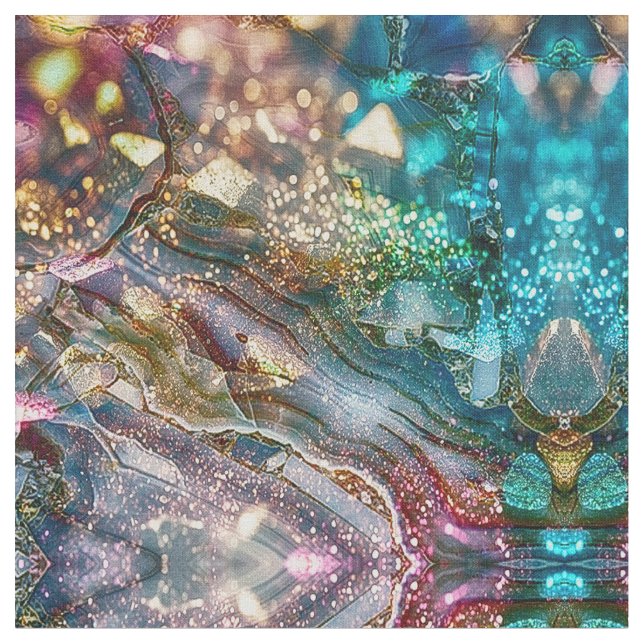 Abstract Glitter and Marble Pink and Blue Fabric (Close Up)