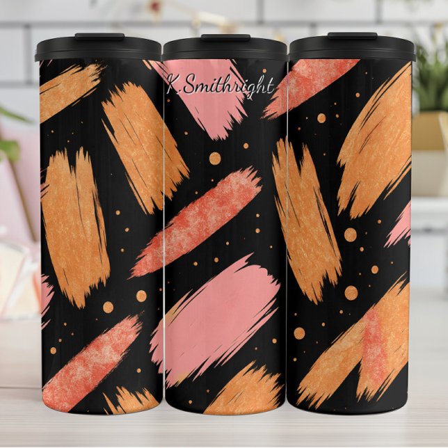 Abstract Glitter Brush Strokes Pattern Thermal Tumbler (Creator Uploaded)