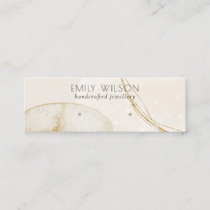 Abstract Glitter Gold Beige Stud Earring Display Mini Business Card