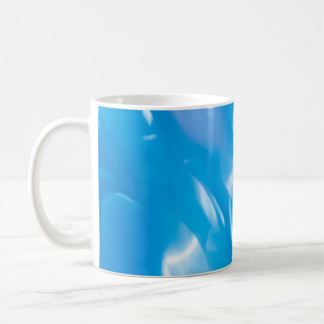 Abstract glitter lights on blue background. Round  Coffee Mug (Left)
