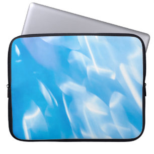 Abstract glitter lights on blue background. Round  Laptop Sleeve