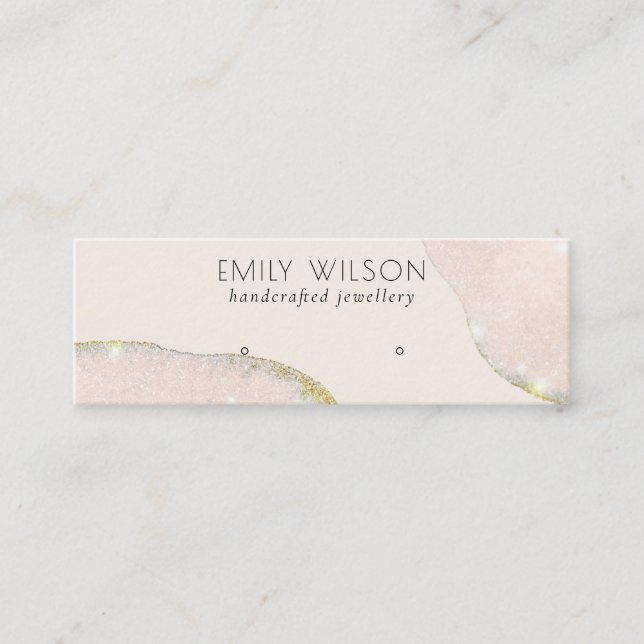 Abstract Glitter Rose Gold Stud Earring Display Mini Business Card (Front)