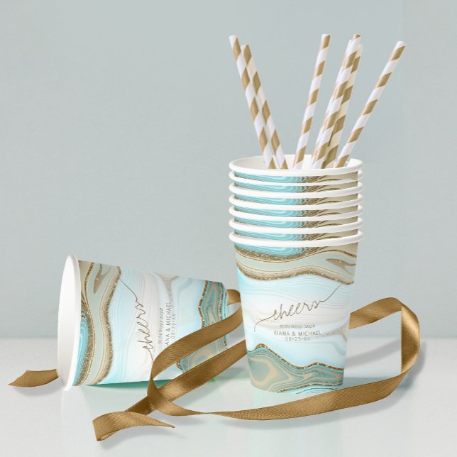 Abstract Glitter Strata Wedding Cheers ID903 Paper Cups (Creator Uploaded)