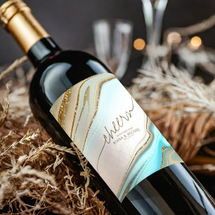 Abstract Glitter Strata Wedding Cheers ID903 Wine Label