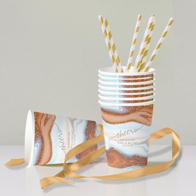 Abstract Glitter Strata Wedding Cheers SW ID903 Paper Cups (Creator Uploaded)