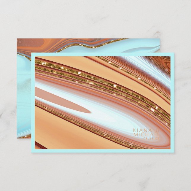 Abstract Glitter Strata Wedding Details SB ID903  Enclosure Card (Front/Back)