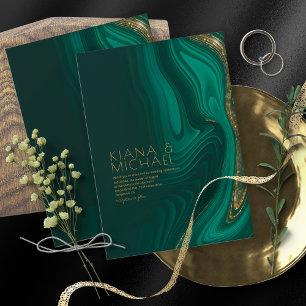 Abstract Glitter Strata Wedding Dk Green ID903 Invitation