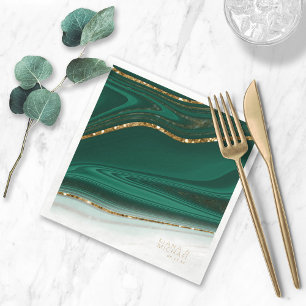 Abstract Glitter Strata Wedding Green ID903 Napkin