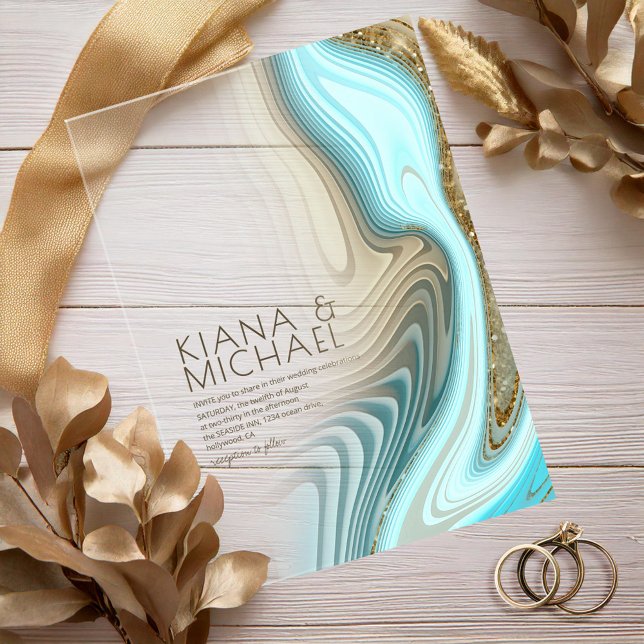 Abstract Glitter Strata Wedding ID903 Acrylic Invitations (Creator Uploaded)