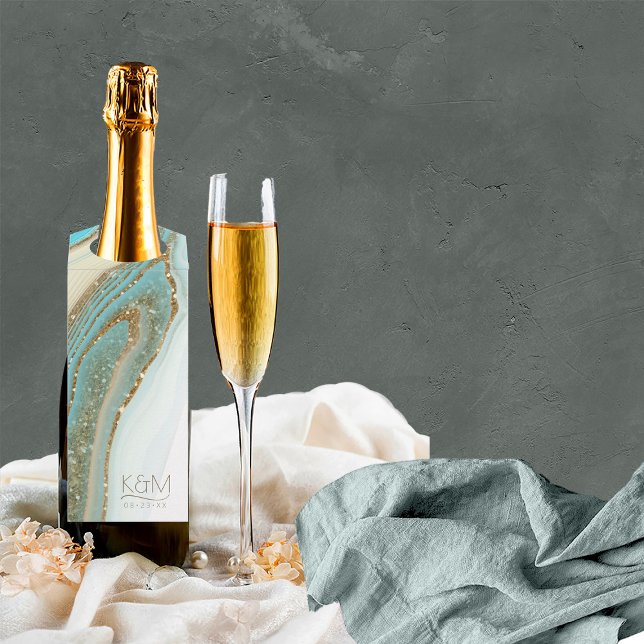 Abstract Glitter Strata Wedding ID903 Bottle Tag (Wine Bottle In Situ)