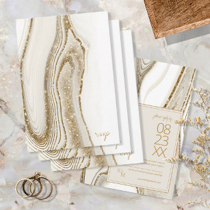 Abstract Glitter Strata Wedding Ivory ID903 RSVP Card