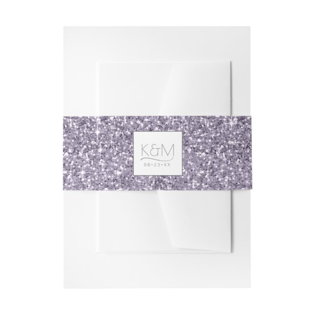 Abstract Glitter Strata Wedding Lilac ID903 Invitation Belly Band (Front Example)
