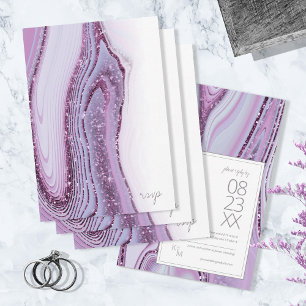 Abstract Glitter Strata Wedding Lilac ID903 RSVP Card