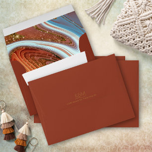 Abstract Glitter Strata Wedding Rust ID903 Envelope