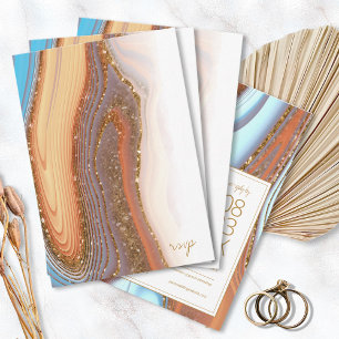 Abstract Glitter Strata Wedding SW ID903 RSVP Card