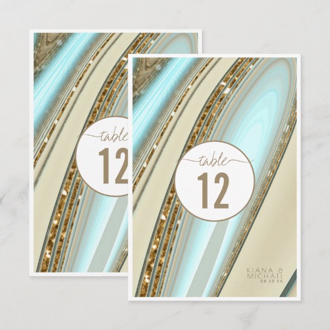 Abstract Glitter Strata Wedding Table Number ID903 (Front/Back)