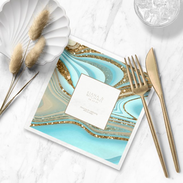 Abstract Glitter Strata Wedding Thank You ID903 Napkin (Creator Uploaded)