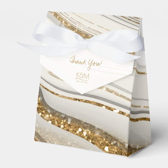 Abstract Glitter Strata Wedding Thank You Iv ID903 Favour Box (Front Side)