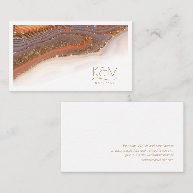 Abstract Glitter Strata Wedding Website SW ID903  Enclosure Card (Front/Back)