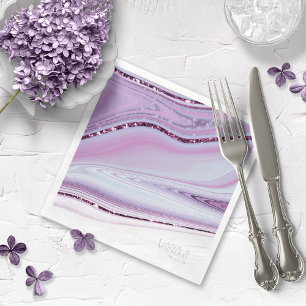Abstract Glitter Strata Wedding Wht Lilac ID903 Napkin