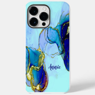 ABSTRACT GLITTERING BLUE COLOR PERSONALIZED iPhone 14 PRO MAX CASE