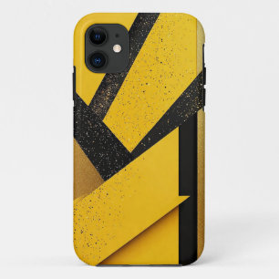 Abstract Glittering Yellow and Black Geometric iPhone 11 Case