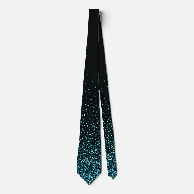 Abstract Glitters Falling On Black Background Tie (Front)
