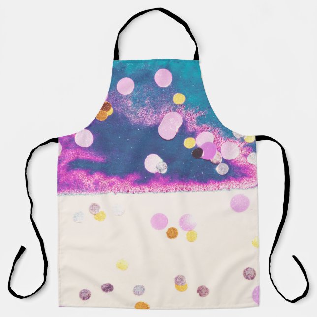 Abstract Glittery Blue Watercolor Splash Apron (Front)