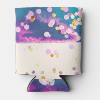 Abstract Glittery Blue Watercolor Splash Can Cooler