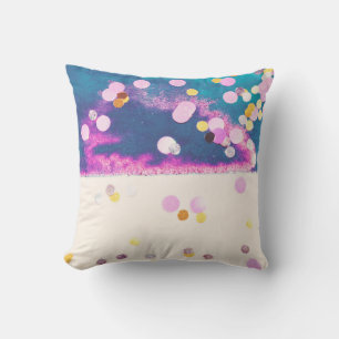 Abstract Glittery Blue Watercolor Splash Cushion