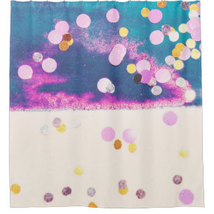 Abstract Glittery Blue Watercolor Splash Shower Curtain