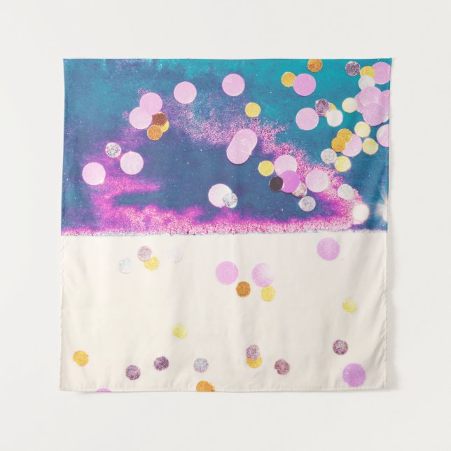 Abstract Glittery Blue Watercolor Splash Tapestry (Front)