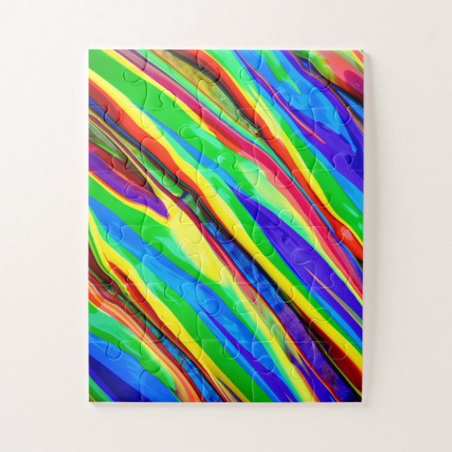 Abstract Glossy Rainbow Paint Jigsaw Puzzle (Vertical)