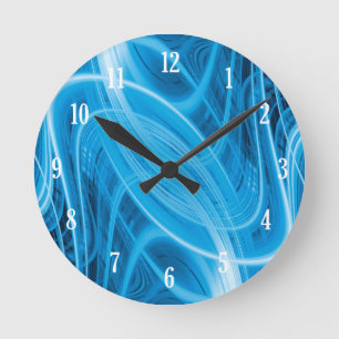 Abstract glowing blue lines round clock