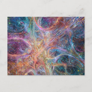 Abstract Glowing Digital Neural Network and Cosmic Postcard