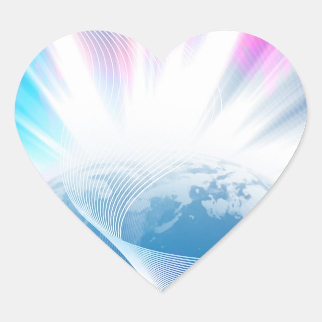 Abstract Glowing Earth Illustration Heart Sticker (Front)