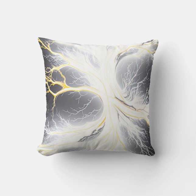 Abstract Glowing Energy Tree Art Pillow (Front)
