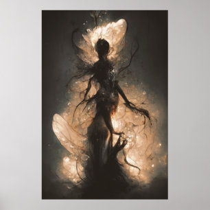 Abstract Glowing Fairy, Horror Faerie, AI Art Poster