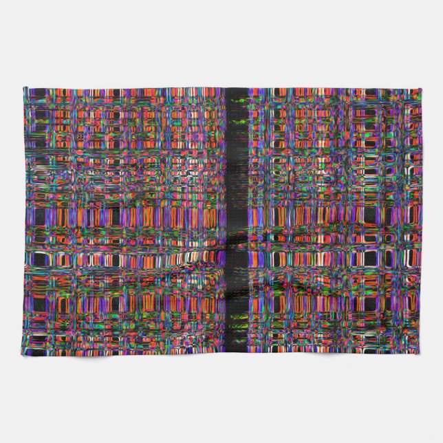 Abstract glowing neon lines pattern tea towel (Horizontal)