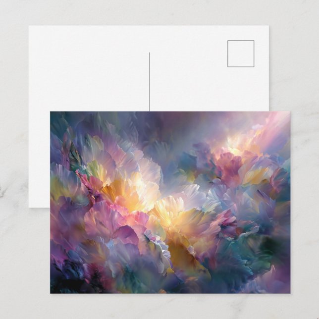 Abstract glowing pastel floral composition postcard (Front/Back)