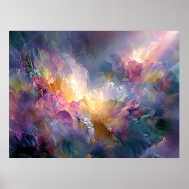 Abstract glowing pastel floral composition poster (Front)